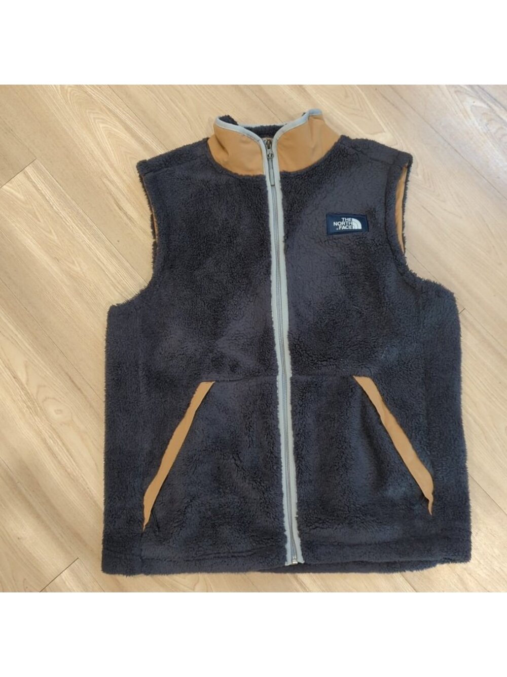 The North Face Campshire Vest Mens L Dark Gray/Tan Full Zip Sherpa-lp